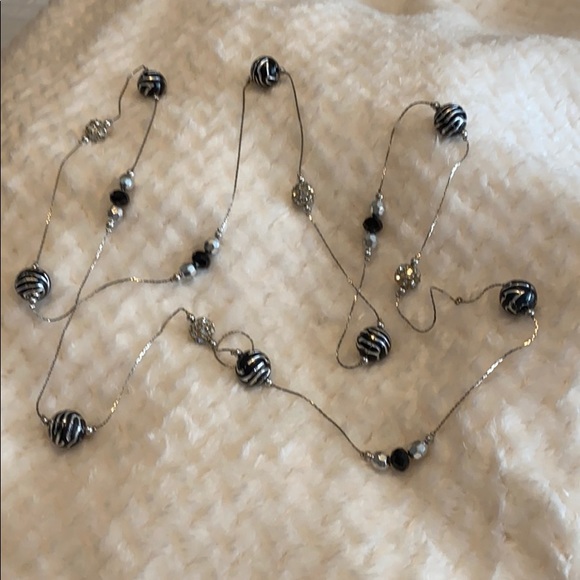 Bling Black and Silver Long or Layered Necklace - Picture 2 of 7